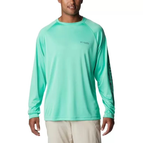 Columbia Mens Terminal Tackle Long Sleeve Shirt Wicking MaterialLight JadeMetal Logo