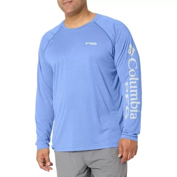 Columbia Mens Terminal Tackle Long Sleeve Shirt Wicking MaterialTanzanite HeatherCool Grey Logo