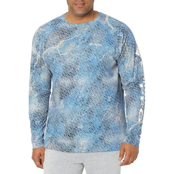 Columbia Mens Terminal Tackle Long Sleeve Shirt Wicking MaterialVivid Blue Realtree Mako