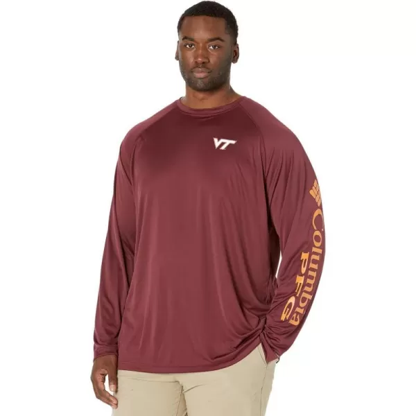 Columbia Mens Terminal Tackle Long Sleeve Shirt Wicking MaterialVt  Deep Maroon  Tangy Orange