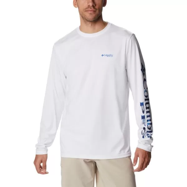 Columbia Mens Terminal Tackle Long Sleeve Shirt Wicking MaterialWhiteBlue Macaw Realtree Horizon