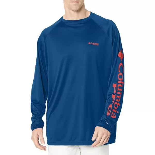 Columbia Mens Terminal Tackle PFG Sleeve LS ShirtCarbonRed Spark Logo