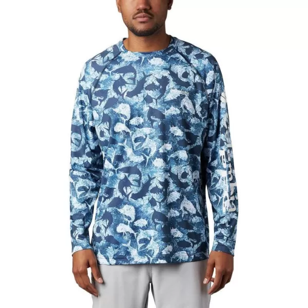 Columbia Mens Terminal Tackle PFG Sleeve LS ShirtCollegiate Navy Inside Out Camo