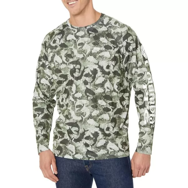 Columbia Mens Terminal Tackle PFG Sleeve LS ShirtCool Grey Inside Out Camo