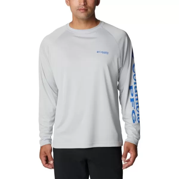 Columbia Mens Terminal Tackle PFG Sleeve LS ShirtCool GreyVivid Blue Logo