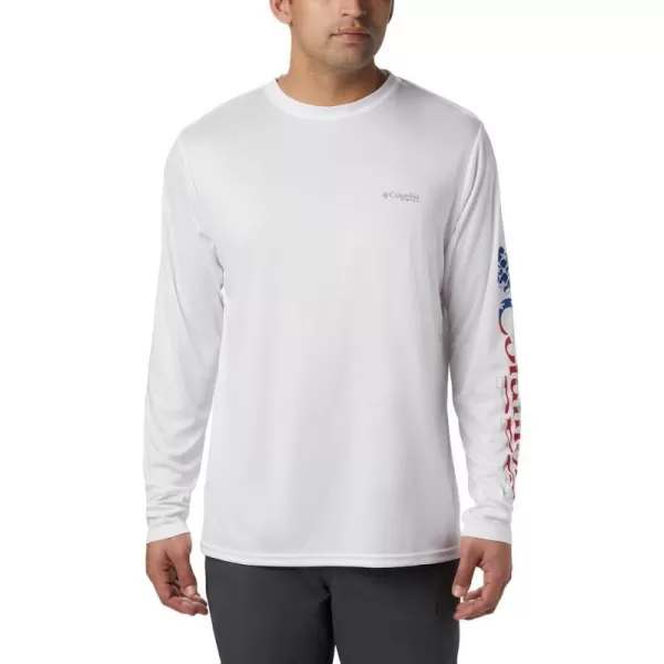 Columbia Mens Terminal Tackle PFG Sleeve LS ShirtWhiteStars and Stripes