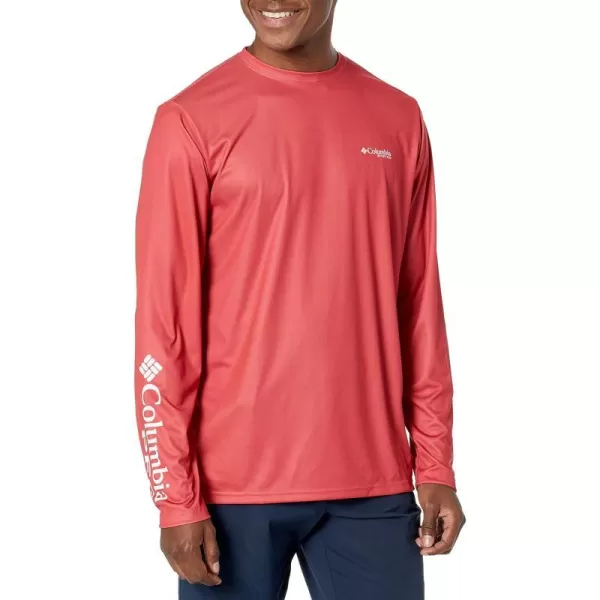 Columbia Mens Terminal Tackle PFG Statetriot Long SleeveSunset RedWhite Ca