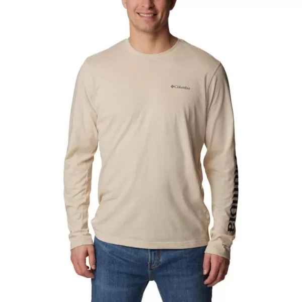 Columbia Mens Thistletown Hills Long Sleeve Logo TeeAncient Fossil Heather