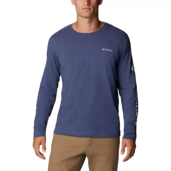 Columbia Mens Thistletown Hills Long Sleeve Logo TeeDark Mountain Heather