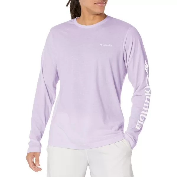 Columbia Mens Thistletown Hills Long Sleeve Logo TeePurple Tint Heather