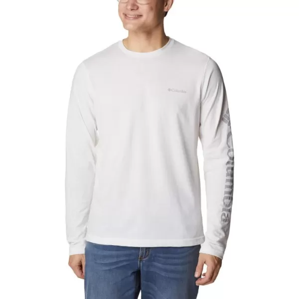 Columbia Mens Thistletown Hills Long Sleeve Logo TeeWhite