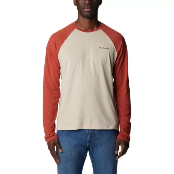 Columbia Mens Thistletown Hills Raglan TeeAncient Fossil Heather Warp Red