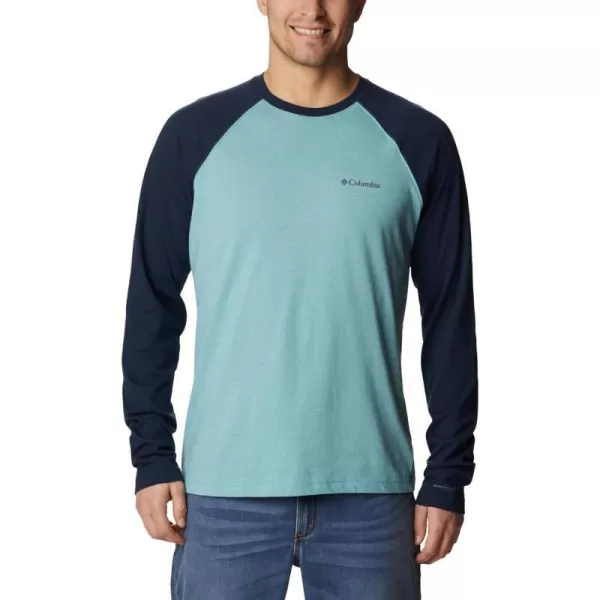 Columbia Mens Thistletown Hills Raglan TeeShasta Heather Collegiate Navy