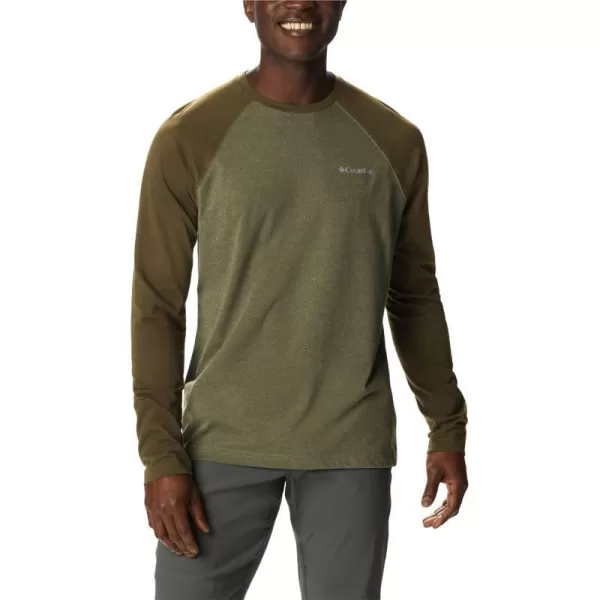 Columbia Mens Thistletown Hills Raglan TeeStone Green HeatherOlive Green Heather