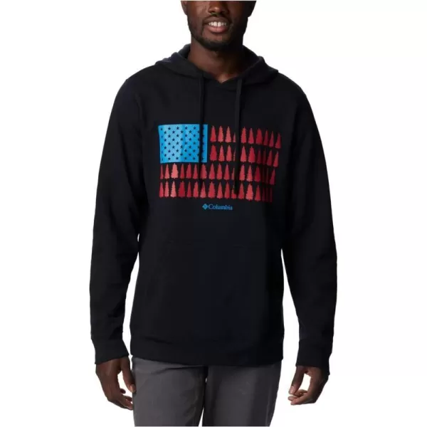 Columbia Mens Trek Graphic HoodieBlackTreestriped Flag