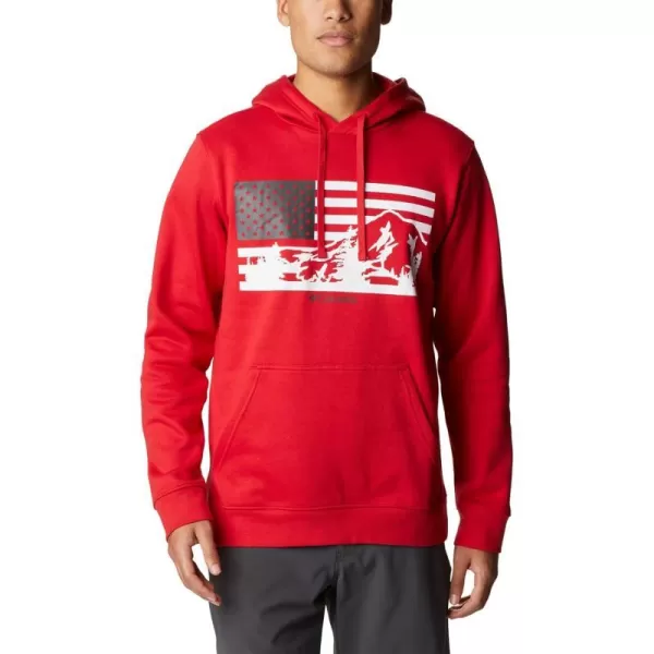 Columbia Mens Trek Graphic HoodieMountain RedUs Hood Flag