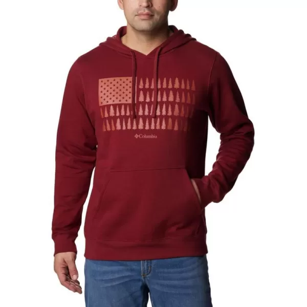 Columbia Mens Trek Graphic HoodieRed Jasper  Treeline Flag Graphic