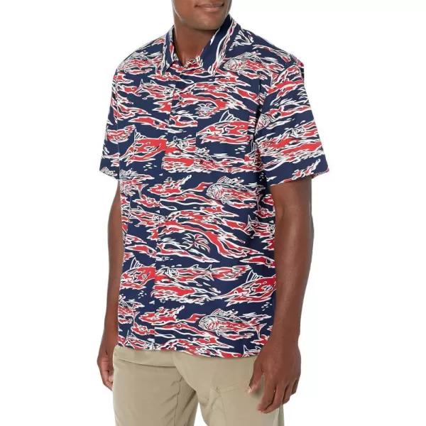 Columbia Mens Trollers Best Short Sleeve ShirtRed Spark Rough Waves Print