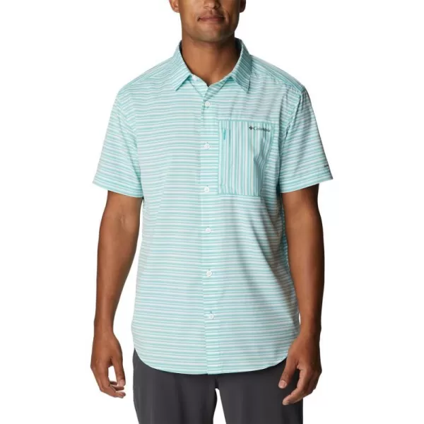 Columbia Mens Twisted Creek Iii Short SleeveBright Aqua Basic Stripe