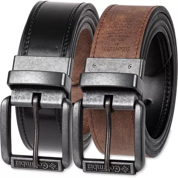 Columbia Mens TwoInOne Reversible Casual Jeans BeltBlackBrown Roller