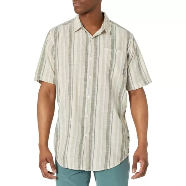 Columbia Mens Under Exposure Yarn Dye Short Sleeve ShirtAncient Fossil Blocky Stripe