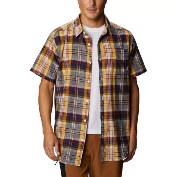 Columbia Mens Under Exposure Yarn Dye Short Sleeve ShirtBright Gold Madras