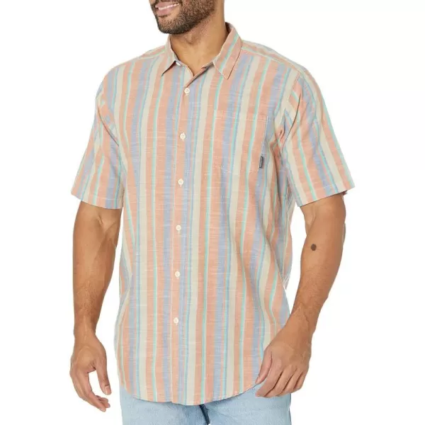 Columbia Mens Under Exposure Yarn Dye Short Sleeve ShirtDesert Orange Blocky Stripe