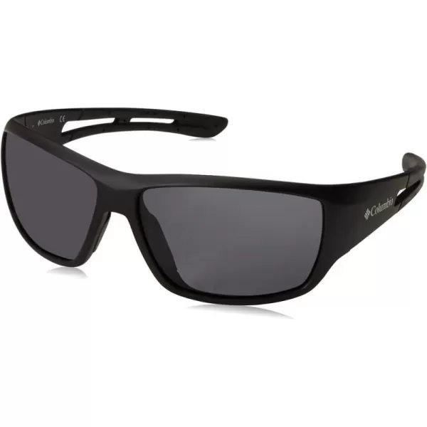 Columbia Mens Utilizer Wrap SunglassesMatte BlackSmoke Polarized