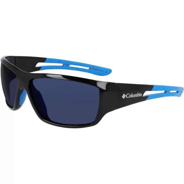 Columbia Mens Utilizer Wrap SunglassesShiny Black amp BlueBlue Mirror