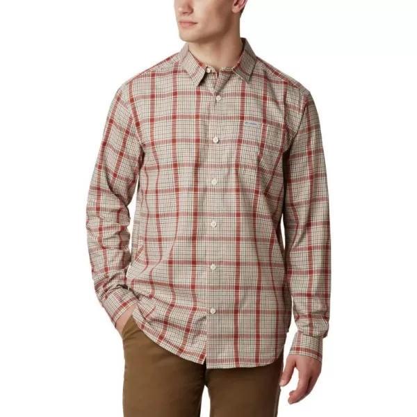 Columbia Mens Vapor Ridge Iii Long Sleeve ShirtCarnelian Red Small Grid