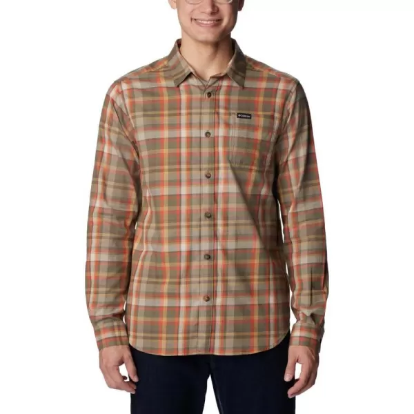 Columbia Mens Vapor Ridge Iii Long Sleeve ShirtStone Green Bright Bold Plaid