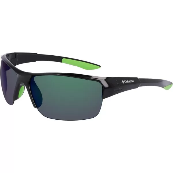 Columbia Mens Wingard Rectangular SunglassesShiny Black amp GreenGreen Mirror