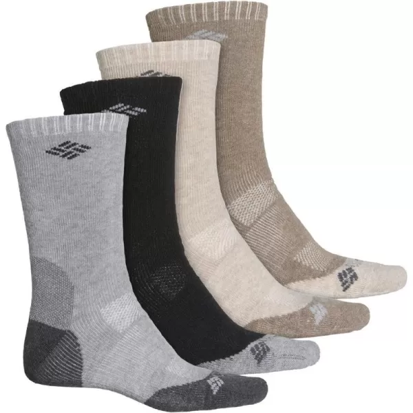 Columbia Mens Wool Blend Basic Crew Socks 4PackBrownKhakiCharcoalBlack