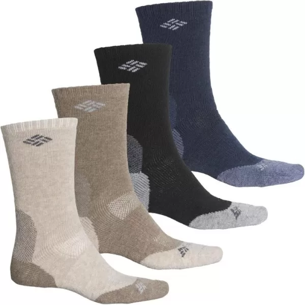 Columbia Mens Wool Blend Basic Crew Socks 4PackNavyBlackBrownKhaki