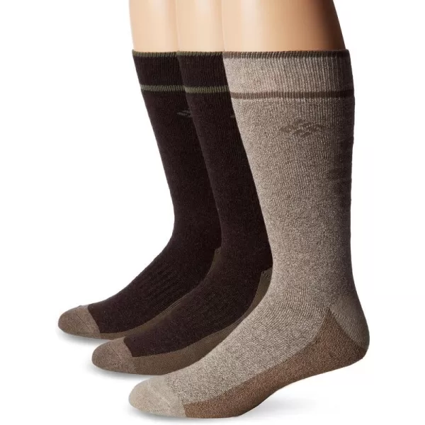 Columbia Mens Wool SockKhakiBrown 3 Pack Casual Cotton Crew