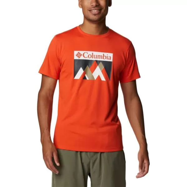 Columbia Mens Zero Rules Short Sleeve Graphic ShirtRed QuartzPeak Fun Graphic