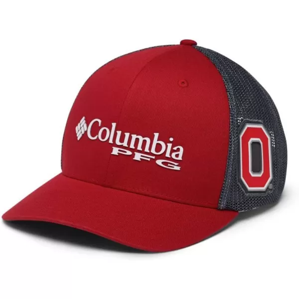 Columbia Mesh Snap BackHigh CrownOhio State Buckeyes Os  Intense RedCharcoal