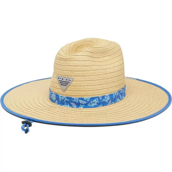 Columbia PFG BAHA Straw HatVivid Blue Triangler Print