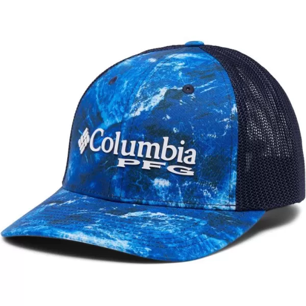 Columbia PFG Camo Mesh Ball CapHighHigh Crown Blue Macaw Realtree Horizon