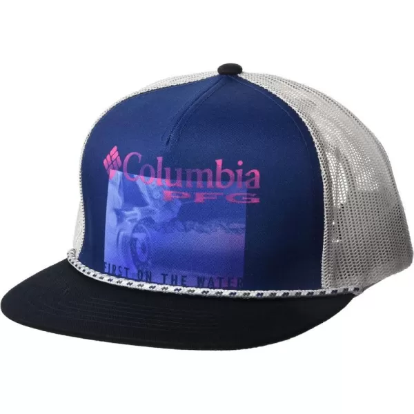 Columbia PFG Flat Brim Snap BackCarbonBlackSunrise Fresh