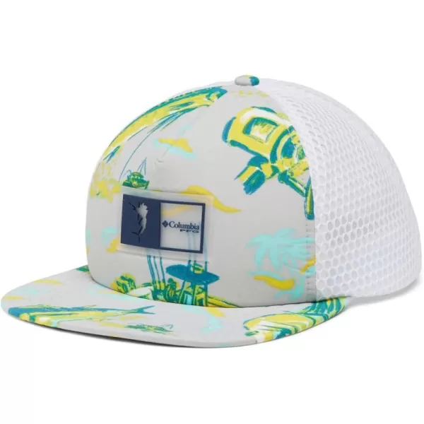 Columbia PFG Floating Flat Brim Snap BackCool GreyReel Dreamz Print