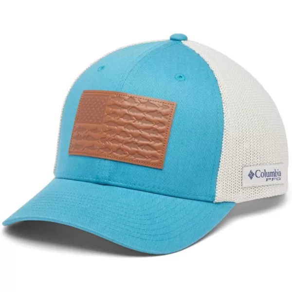 Columbia PFG Leather Fish Flag Mesh Ball CapCanyon Blue