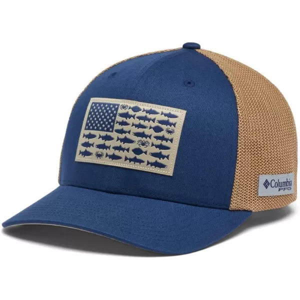 Columbia PFG Mesh Canada Fish Flag StretchFit HatCarbonAncient FossilPNW Flag