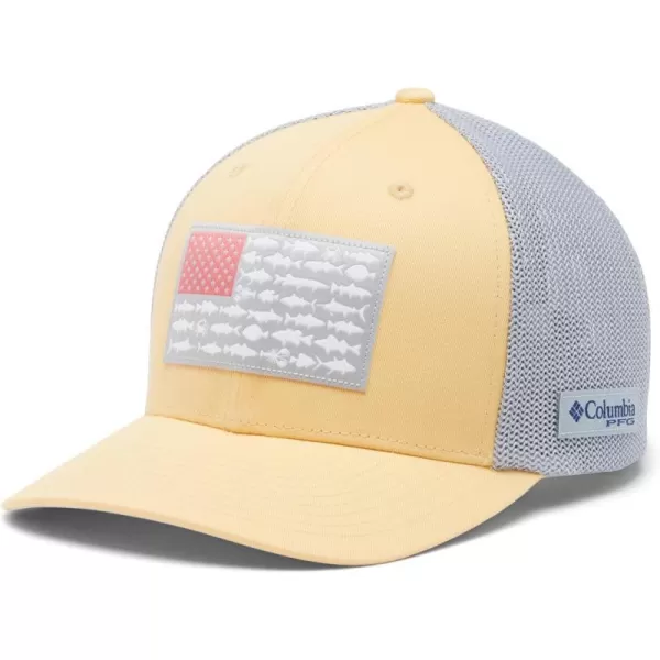 Columbia PFG Mesh Canada Fish Flag StretchFit HatCocoa Butter  Cool Grey  Mid Atlantic