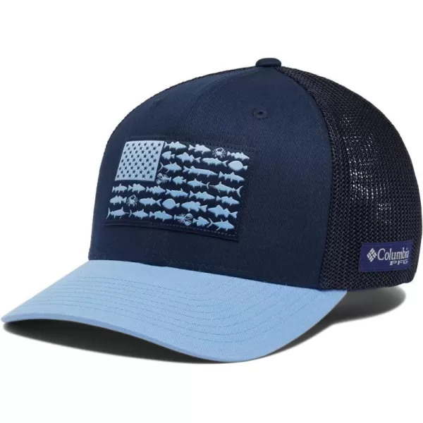 Columbia PFG Mesh Canada Fish Flag StretchFit HatCollegiate NavyAgate BlueMid Atlantic Flag