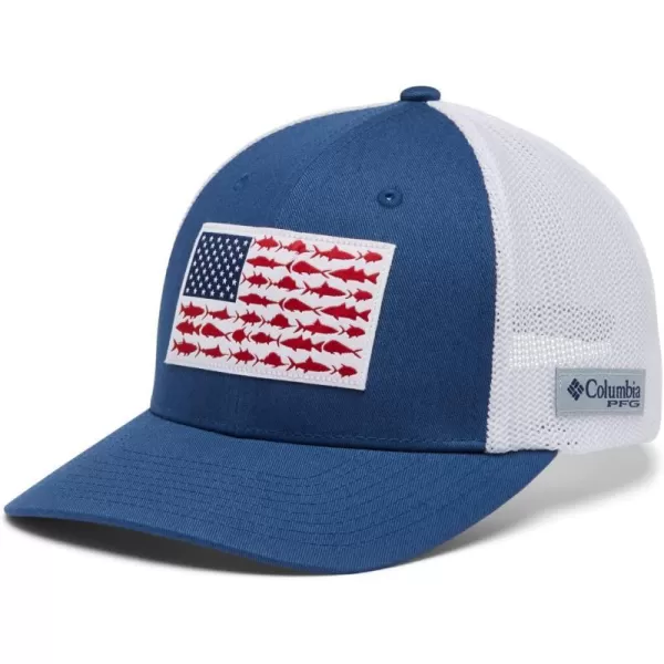 Columbia PFG Mesh Canada Fish Flag StretchFit HatNight TideWhite