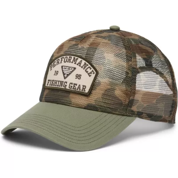 Columbia PFG Tie Down Mesh Snap BackFossil Duck CamoCypress