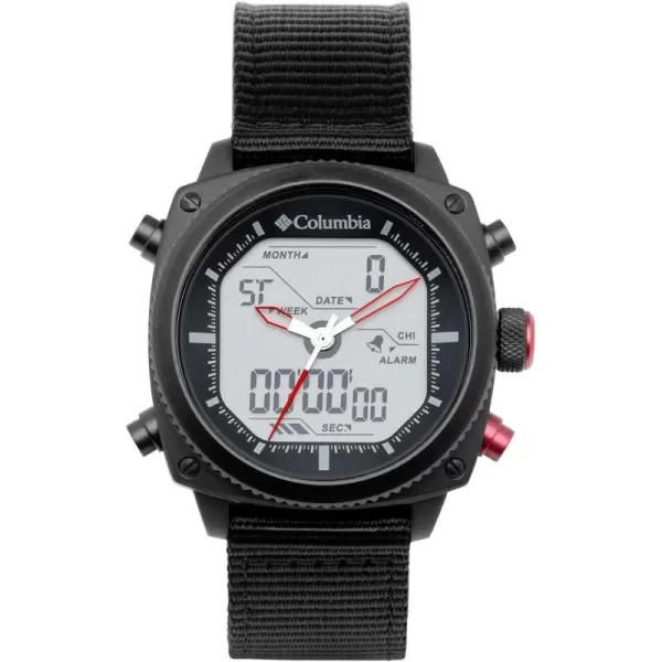 Columbia Timing Ridge Runner Stainless Steel Quartz Dual Movement Nylon StrapBlack