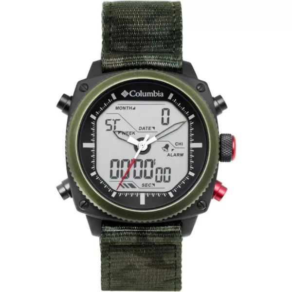 Columbia Timing Ridge Runner Stainless Steel Quartz Dual Movement Nylon StrapCamouflage