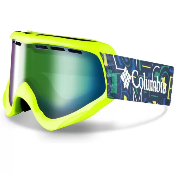 Columbia Unisex Kids Snow Goggles SNOWCATION  Typo GreenWhite with Green Ion LensColumbia Unisex Kids Snow Goggles SNOWCATION  Typo GreenWhite with Green Ion Lens